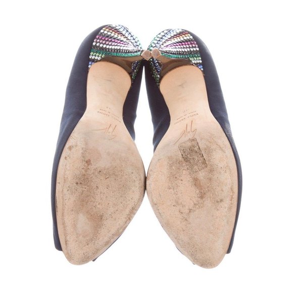 GIUSEPPE Zanotti Black Peep-Toe Rainbow Pumps Retail $1295 Size 7 - Picture 5 of 5